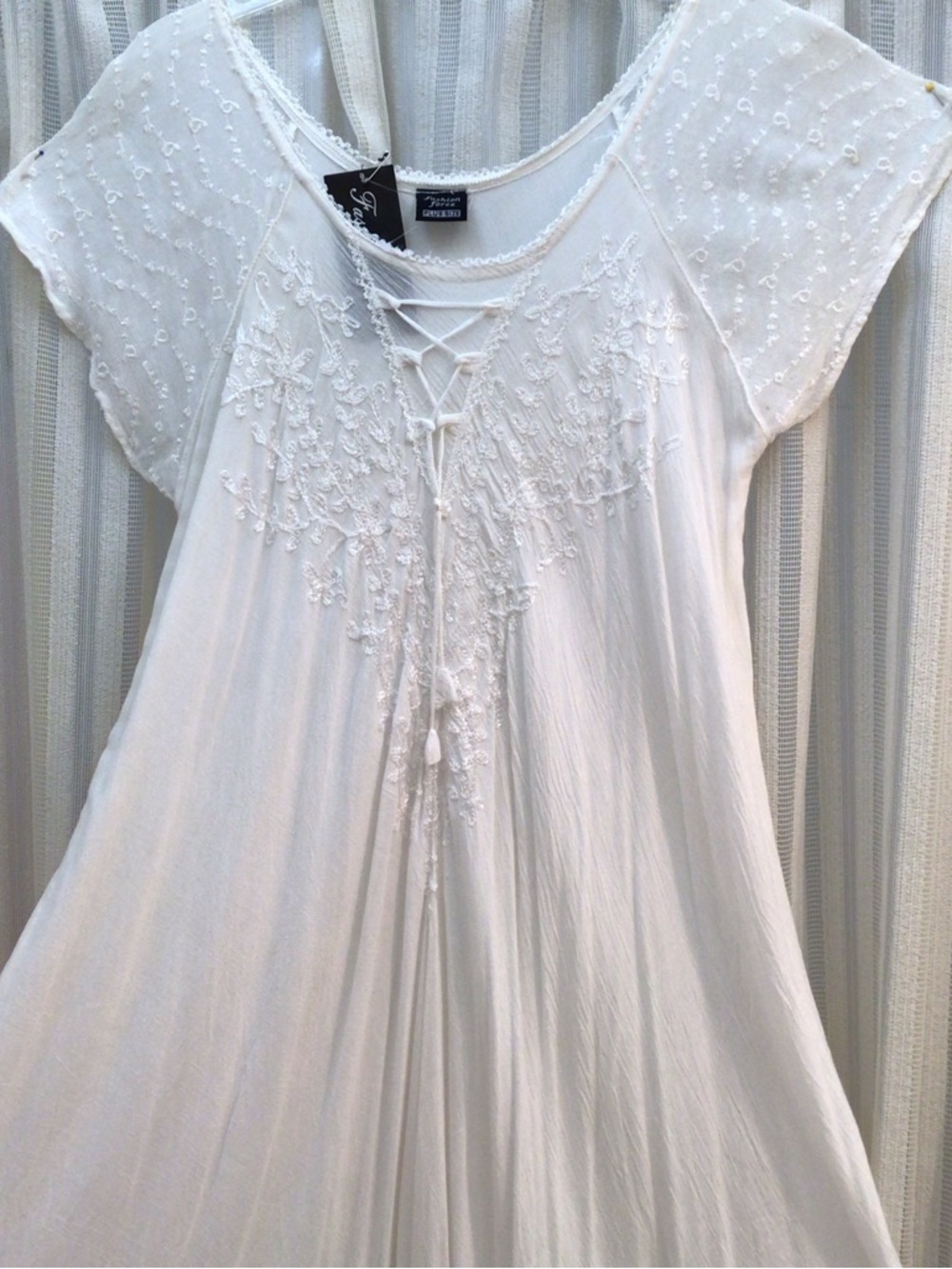 White Embroidered Boho Dress.